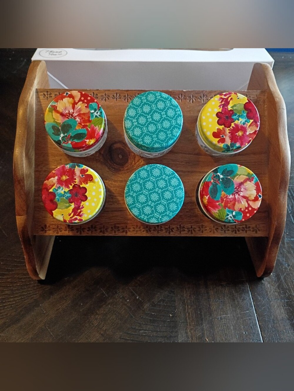 Pioneer Woman Spice Rack Wildflower Whimsy Acacia Wood Countertop With Jars